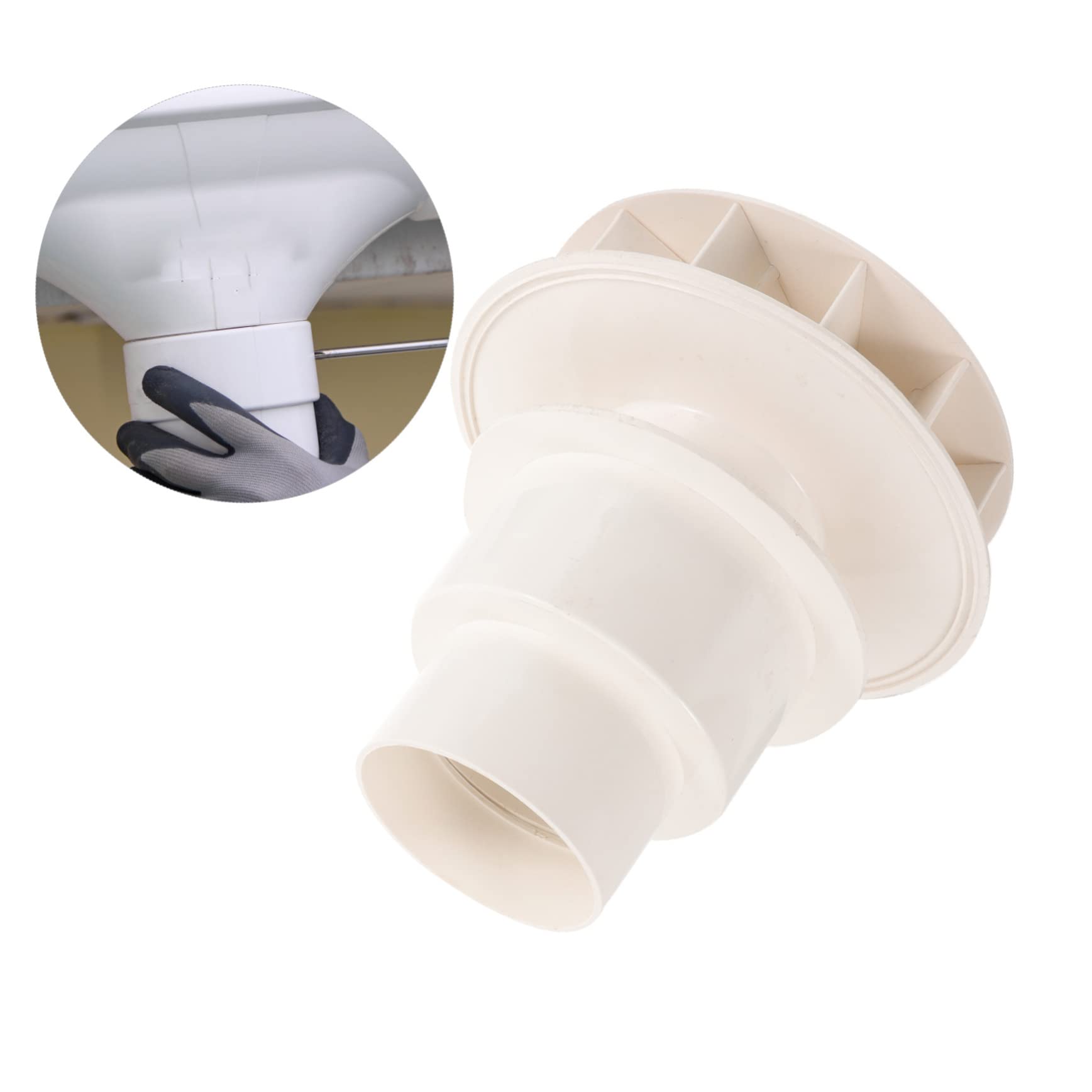 Tofficu Sifón de Lluvia para Canalones de Pvc Blanco Filtro Incorporado que Previene Desbordamientos para Instalación Versátil en Tejados y Bajantes