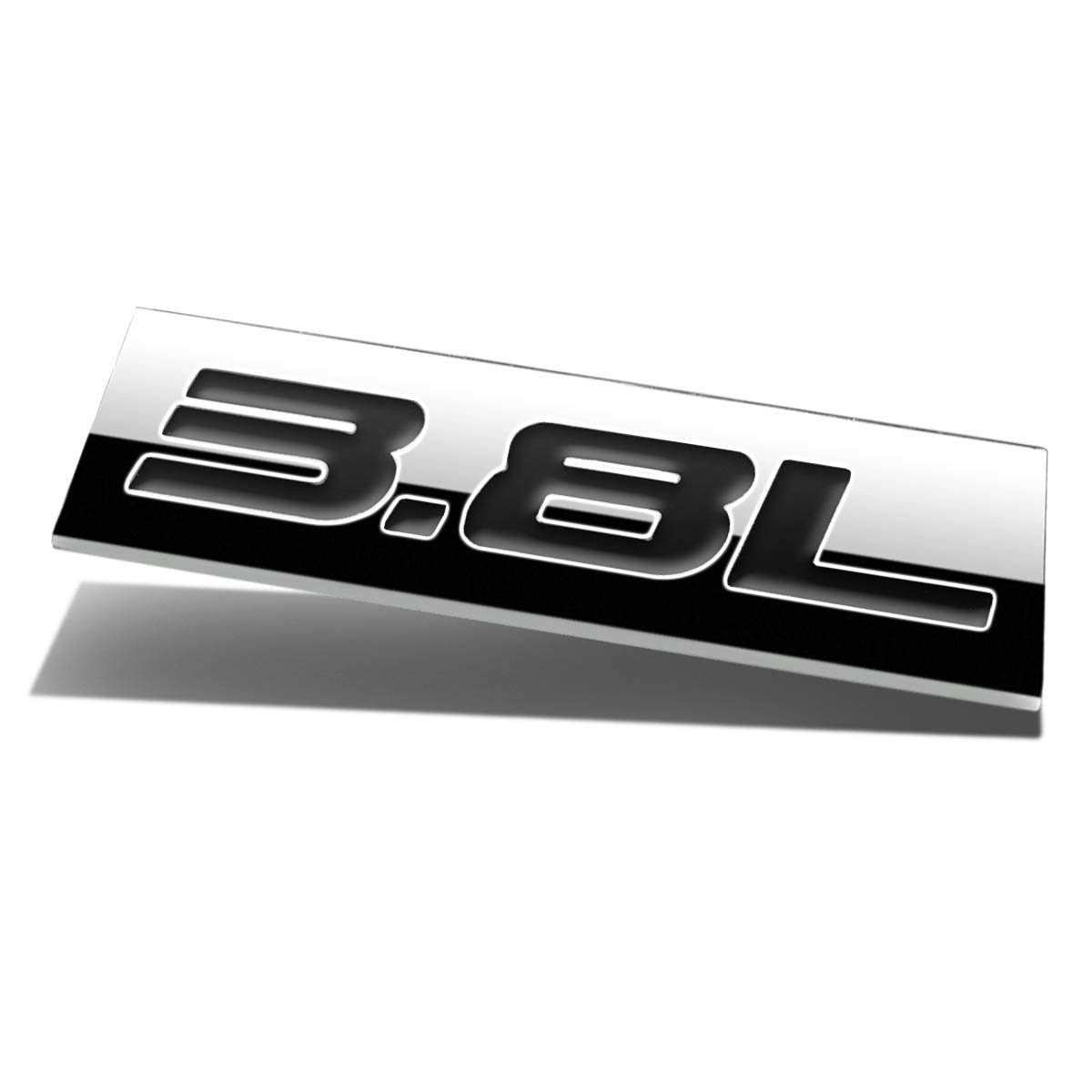 Auto DynastyChrome Finish Metal Emblem 3.8L Badge (Black Letter)