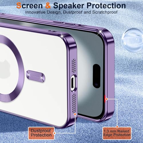 Image of VONZEE Electroplating Transparent Clear Logo Back Cover TPU Compatible with iPhone 17 Air, Compatible with Magsafe, Full Body & Individual Camera Protection for Each Lens for Men & Women|Deep Purple