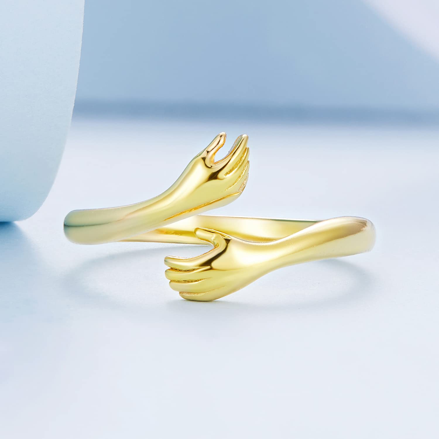 ShiYu Anillos para niñas Plata 925 Chapado en oro amarillo Anillo de abrazo Regalo de cumpleaños