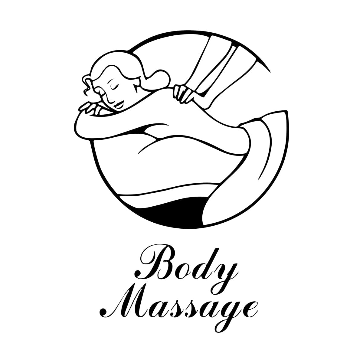 Body Massage Sign Vinyl Wall Stickers Massage Therapist Wall Art Mural Spa Salon Décor Removable Spa Window Poster Large - 48x67cm