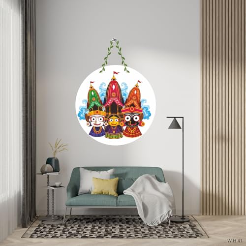 Image of Amaresah Lord Jagannath Wooden Wall Hanging, Traditional Indian Temple Design, Home Decor, WH41