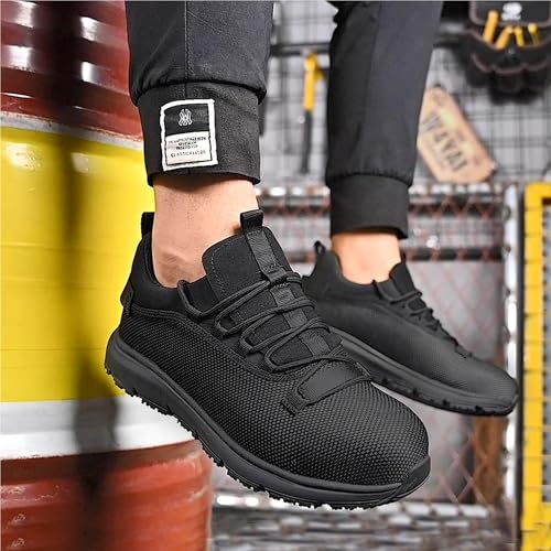 Image of Waterproof Steel Toe Shoes for Men Women Work Shoe Lightweight Safety Sneakers Comfortable Puncture Proof Shoe Zapatos Punta de Acero para Hombres Black
