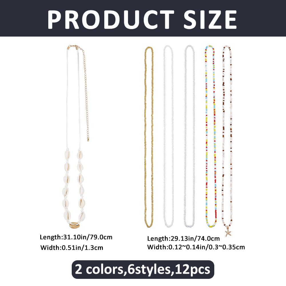 SUPERFINDINGS 12 unidades de perlas de cristal de 2 colores cadena de cintura con capas para cinturón abdominal cadenas multicapa ajustable bikini playa estrella de mar encanto cinturón Boho perlas