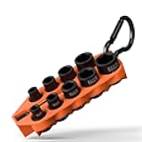 33809 Grab-And-Go Impact Socket Set, SAE, 10-Piece Set with Sleeve, Carabiner, and 3/8-Inch Drive, Color-Coded 1/4, 5/16, 3/8, 7/16, 1/2, 9/16, 5/8, 11/16, and 3/4-Inch Sockets