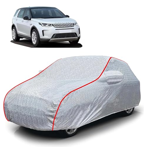 Image of Sulfar 100% Waterproof Car Body Cover Compatible with Mirror for Land Rover Discovery Sport (Triple Stitched, Full Bottom Elastic, Magic Silver with Red Piping)