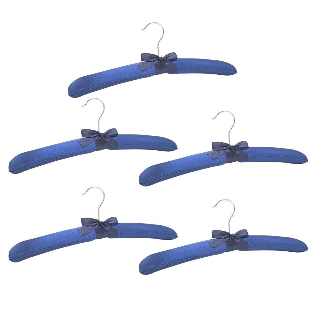 Luxylei 5pcs Silk Clothes Hanger Satin Padded Sweater Hangers Bridal Wedding Dress Hanger Rack, Soft Sponge Hangers for Sweater Coat Shirt Blouse