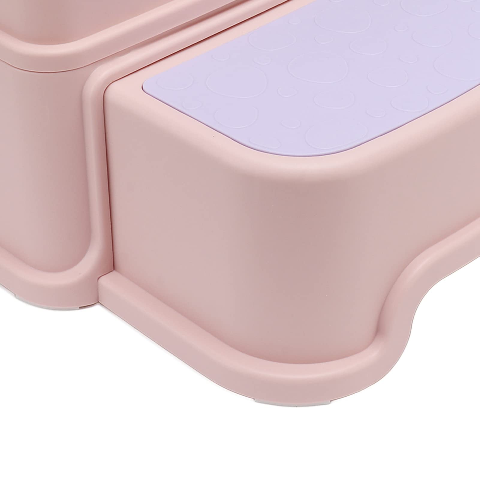Sgabello per Bambini Sgabello a Tre Gradini per Bambini con Fondo Antiscivolo, Poggiapiedi in Plastica per Asilo Nido per Vasino, Bagno, Cucina(Rosa)