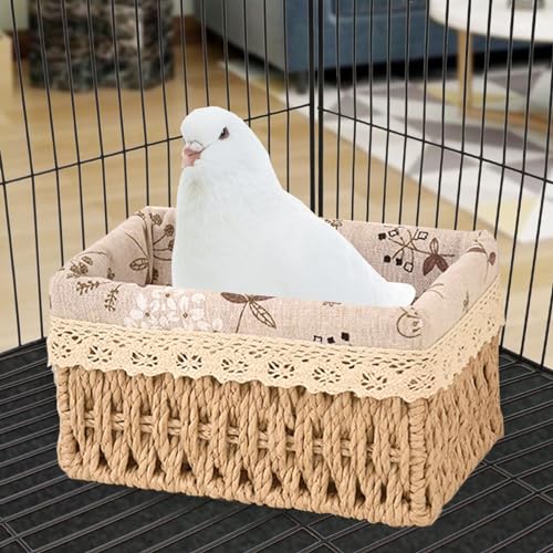 Image of Bird Nest, Parrot House, Parrot Hammock, Bird Bed, Detachable Small Animals House, Hand Woven Small Bird Nest for Cage, for Lovebirds, Parakeets, Cockatiels, Doves 7.1 x 4.7 x 3.9 in