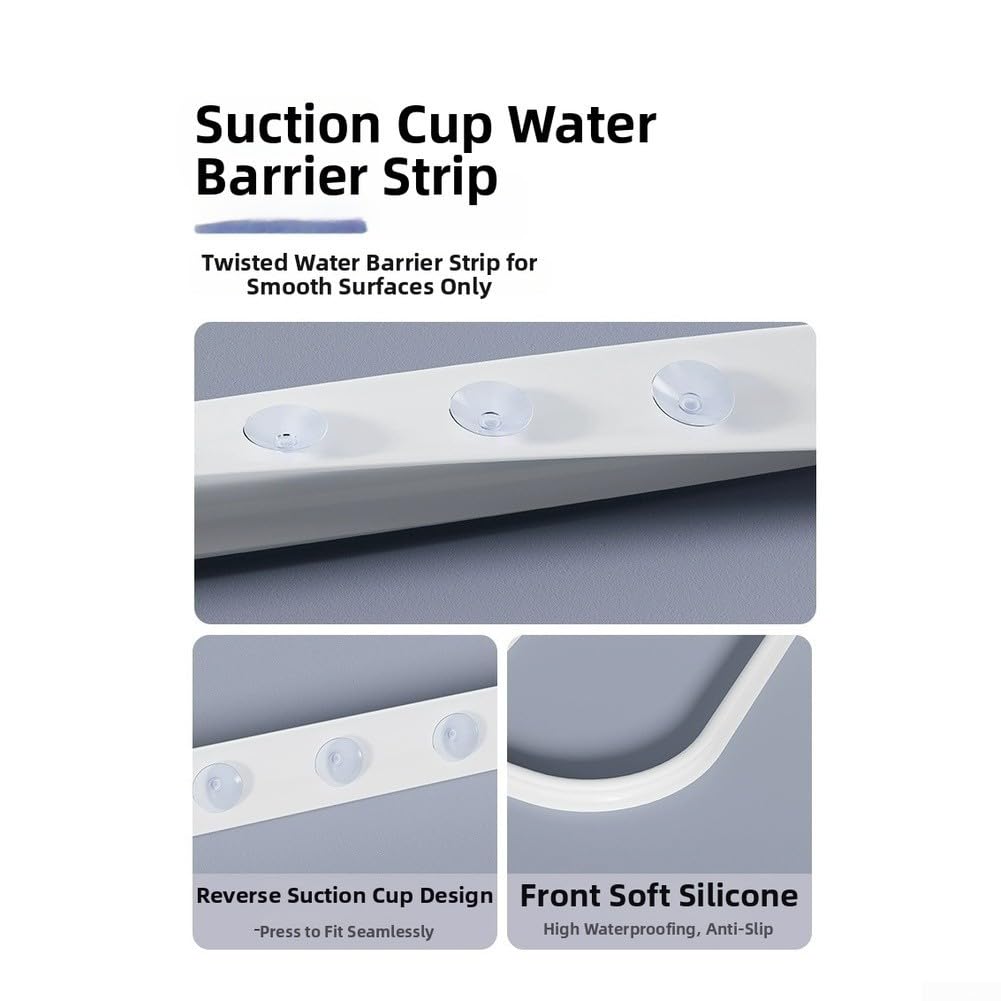 Barrera de Agua para ducha Silicona Ventosa Sin Flexible 80cm Cinta Impermeable Baño Antifugas Suelo Seco Baño(80cm)