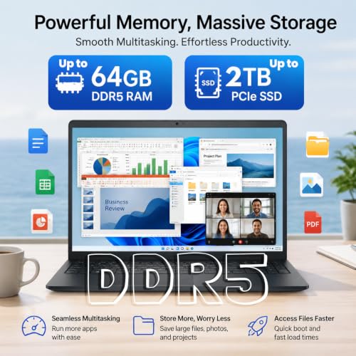Image of Dell 15 Touchscreen Laptop, Intel i5-1334U, 16GB DDR5 RAM, 512GB SSD | 15.6 inch FHD Anti-Glare LED Display | Intel Graphics | Windows 11 Pro | Wi-Fi 6 | Business Laptop for Work, Study