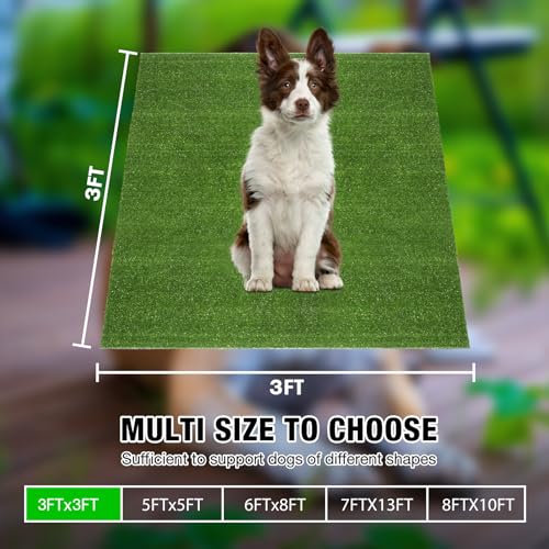 Image of GLOBREEN Artificial Grass for Dogs Potty, 3FT X 3FT Pets Fake Grass Turf for Patio Balcony Backyard, Waterproof Easy to Cut