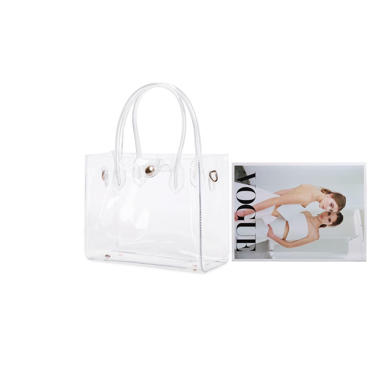 Womens Clear Purse Clear Tote Bag Stadium Approved Clear Bag PVC Plastic See Through Working Bag