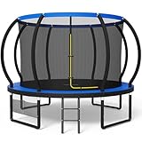 Devoko Trampolin Outdoor Ø 228/305/366/427 cm,GS-Zertifikat, Kindertrampolin Gartentrampolin mit Sicherheitsnetz, Rundes Riesentrampolin mit Leiter und Schuhbeutel