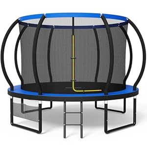 Devoko Trampolin Outdoor Ø 228/305/366/427 cm, GS-Zertifikat, Kindertrampolin Gartentrampolin mit Sicherheitsnetz, Rundes Riesentrampolin mit Leiter und Schuhbeutel