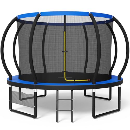 Devoko Trampolin Outdoor Ø 228/305/366/427 cm,GS-Zertifikat, Kindertrampolin Gartentrampolin mit Sicherheitsnetz, Rundes Riesentrampolin mit Leiter und Schuhbeutel