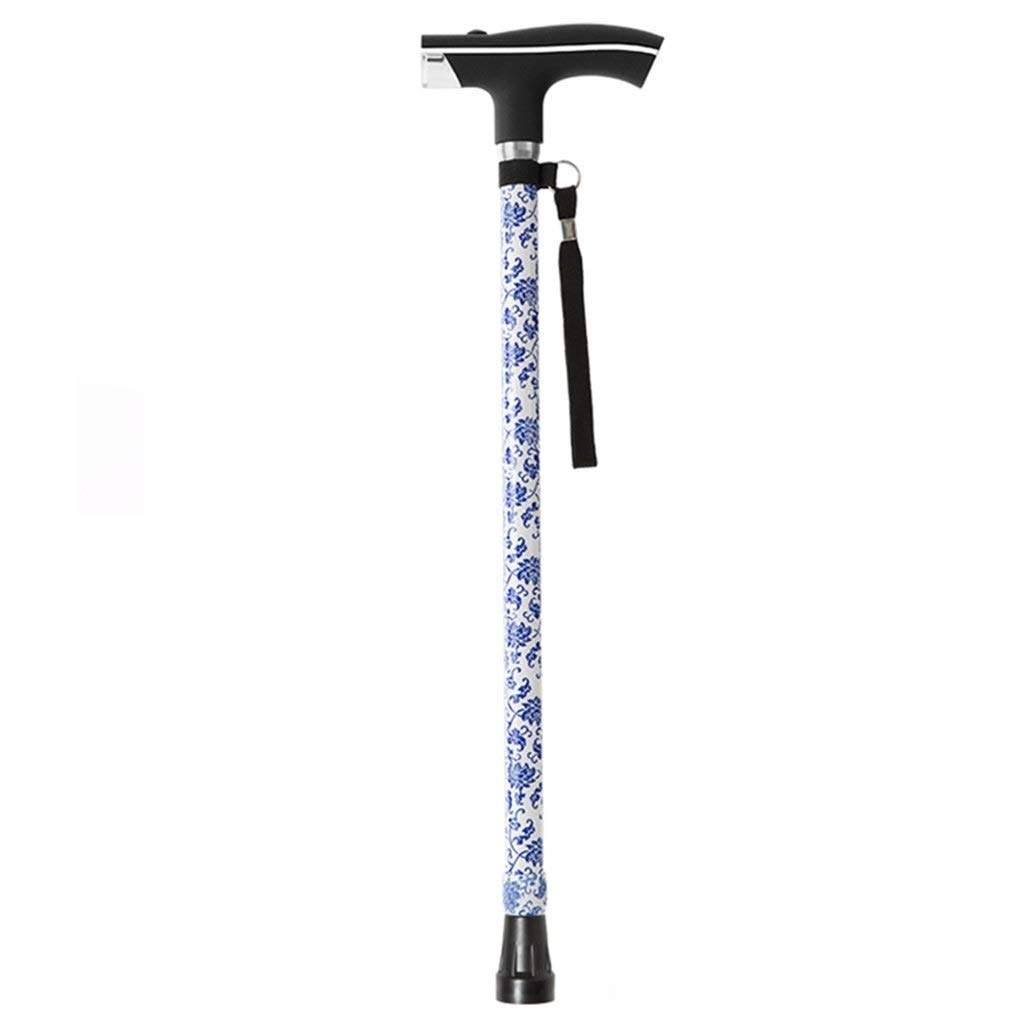 RANRANJJ Walking Cane Walking Stick Aluminum Alloy Canes with Ergonomic Handle Adjustable Height Levels LED Light for Men Women Disabled and Elderly Mobility Cane with Non-slip Base Heavy Duty