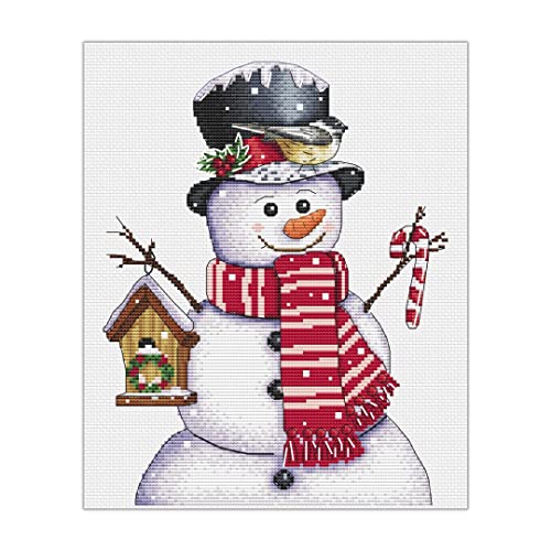 Cadeau créatif Noël kit broderie point de croix bonhomme de neige