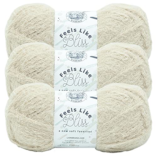 Image of Lion Brand Yarn Feels Like Bliss, Bulky Yarn for Knitting, Sand Dollar, 3 Pack