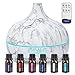 Difusor Aceites Esenciales, 550ml Difusor de Aromas Ultrasónico con 6 Aceites Esenciales, Humificador de Aromas con Luces de 7 Colores para el hogar, la Oficina, el SPA, el Yoga, el Dormitorio