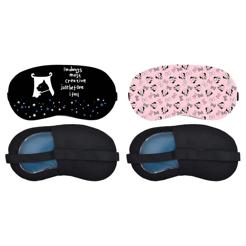 Aoxeria Creative Star Quote, Pink Unicorn and Butterfly Pattern Sleeping Mask Combo, Soft Comfortable Light-Blocking Eye Cover for Women, Men & Kids, Reusable Blindfold for Night Sleep (Pack of 2)-image-34