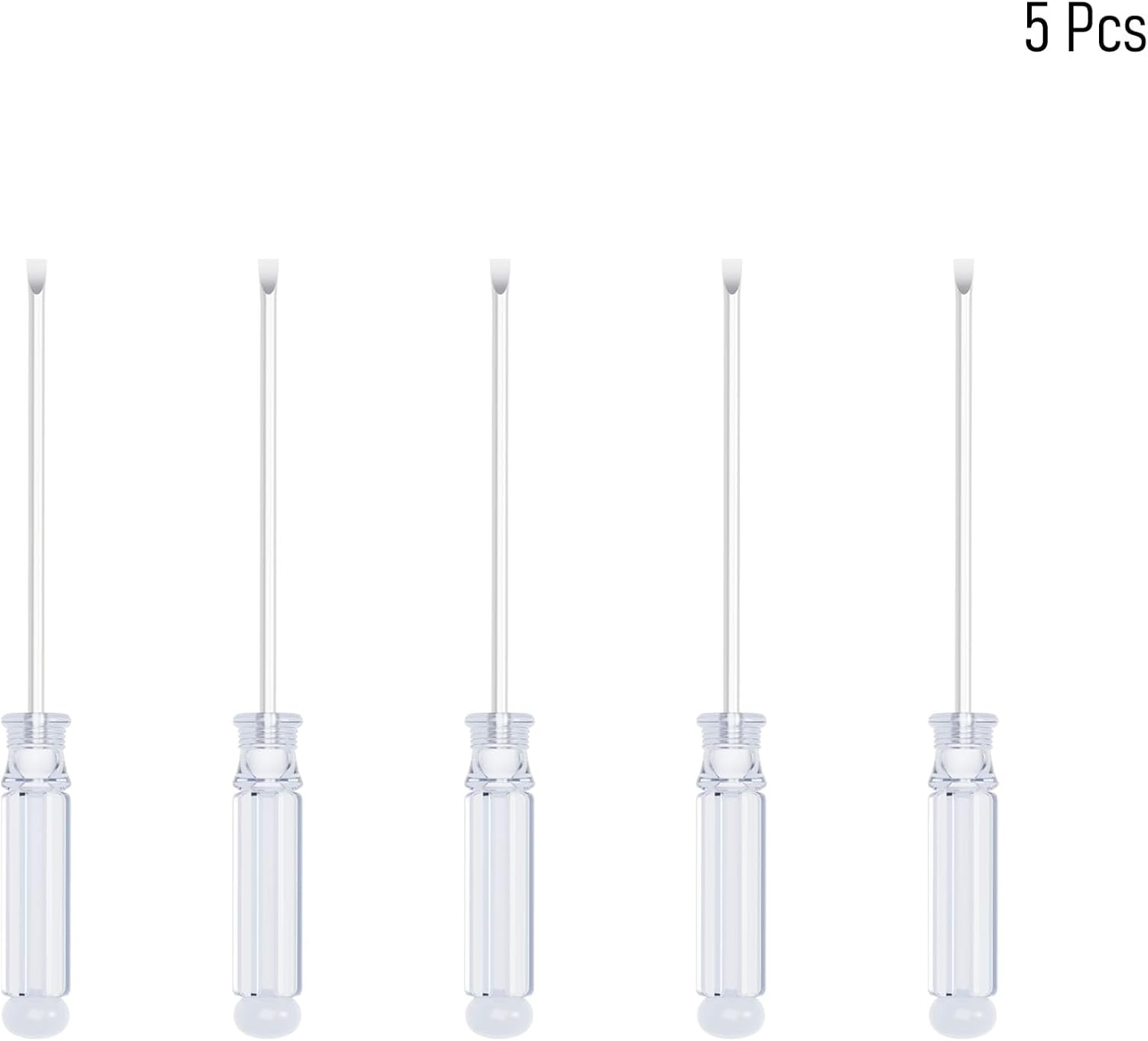5PCS Mini Slotted Screwdriver, 3mm Flat Head for Watch Eyeglasses Electronics Toy Repair, Non-magnetic, 4.72"(120mm) Total Length (Clear Handle)