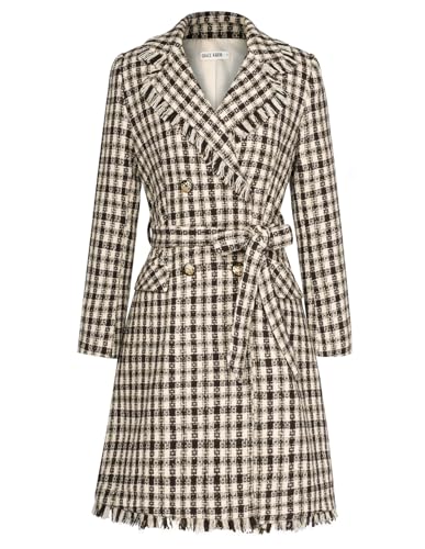 GRACE KARIN Trench Coat for Women 2024 Winter Coat Notch Lapel Double Breasted Thick A Line Pea Coat Jacket with Pockets