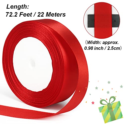 tenn well Green Red Satin Ribbon 25mm, 44 Meters Smooth Fabric Satin Ribbon for Gift Wrapping Crafting, Hair Bows - Image 3