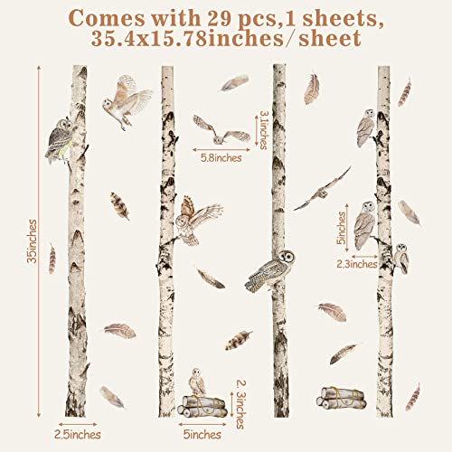 Birch Tree Wall Decals White Birch Tree Wall Stickers Owls Animal Tree Branches Wall Stickers Removable Large Tree Wall Sticker Woodland Tree Wall Stickers For Bedroom Kids Nursery #TOP5