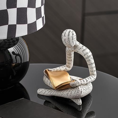 Estatua decorativa de lectura moderna en resina blanca miniatura 2