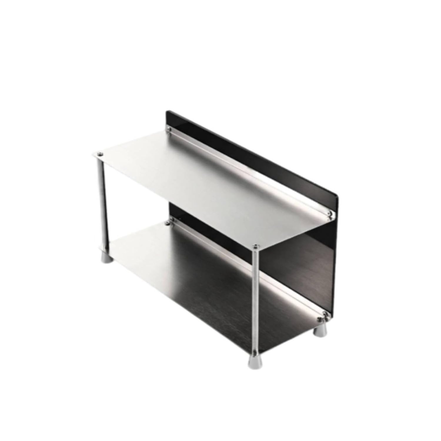 Leefasy Double Layer Storage Rack Desktop Organizer Shelf Stand Holder With Stainless Steel And Acrylic For Makeup Perfumes, Black, Double-layer Modern Minimalist Rack