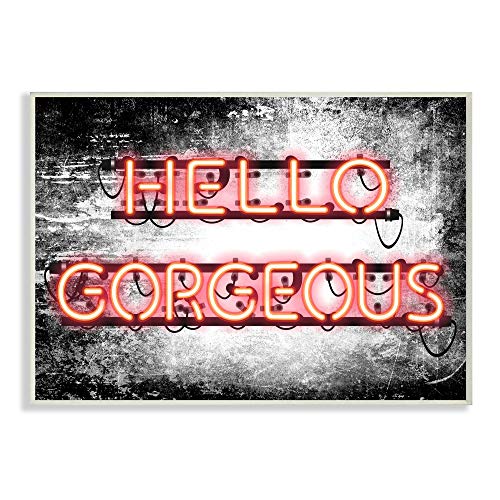 Image of 'Fashion Designer Hello Gorgeous Neon Light'| Wall Plaque Art | Stupell Industries | 19 x 13 Inches, Easy to Hang and Sturdy, Made in USA, by Amanda Greenwood