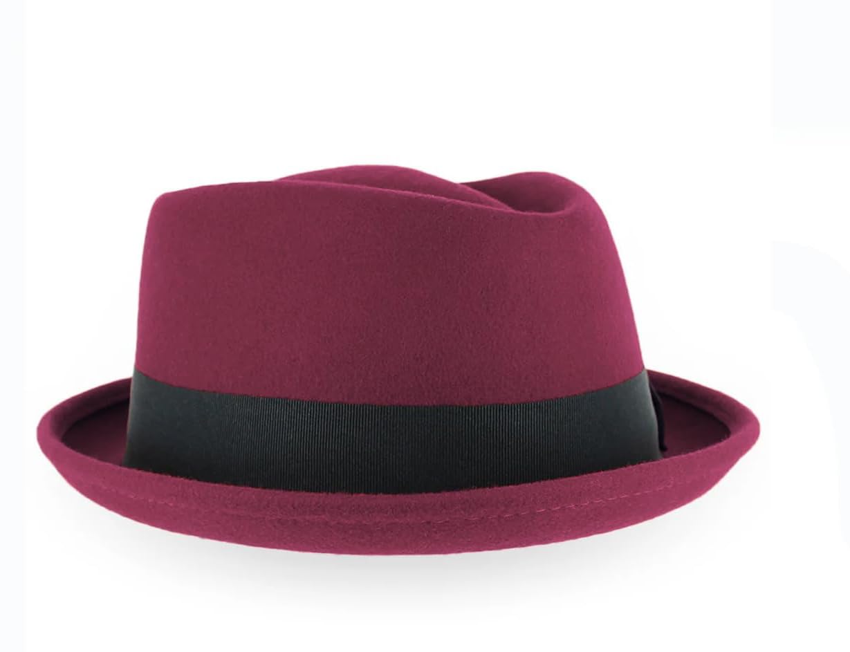 Pork Pie Hat for Men/Women, Short-Brim Flat Top Hat-image-13