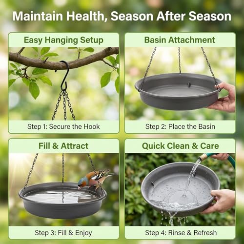Image of CARGEN Hanging Bird Bath Bird Feeder - 11.8inch Water Feeder Tray Outdoor