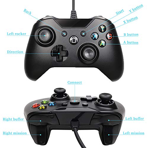 Zamia Wired Controller for Xbox One, USB Wired Gamepad Game Controller for Xbox One/One S/One X/One Elite/Windows 7/8/10, Ergonomic Design, Portable Dual Vibration Gaming Joypad(Gray)