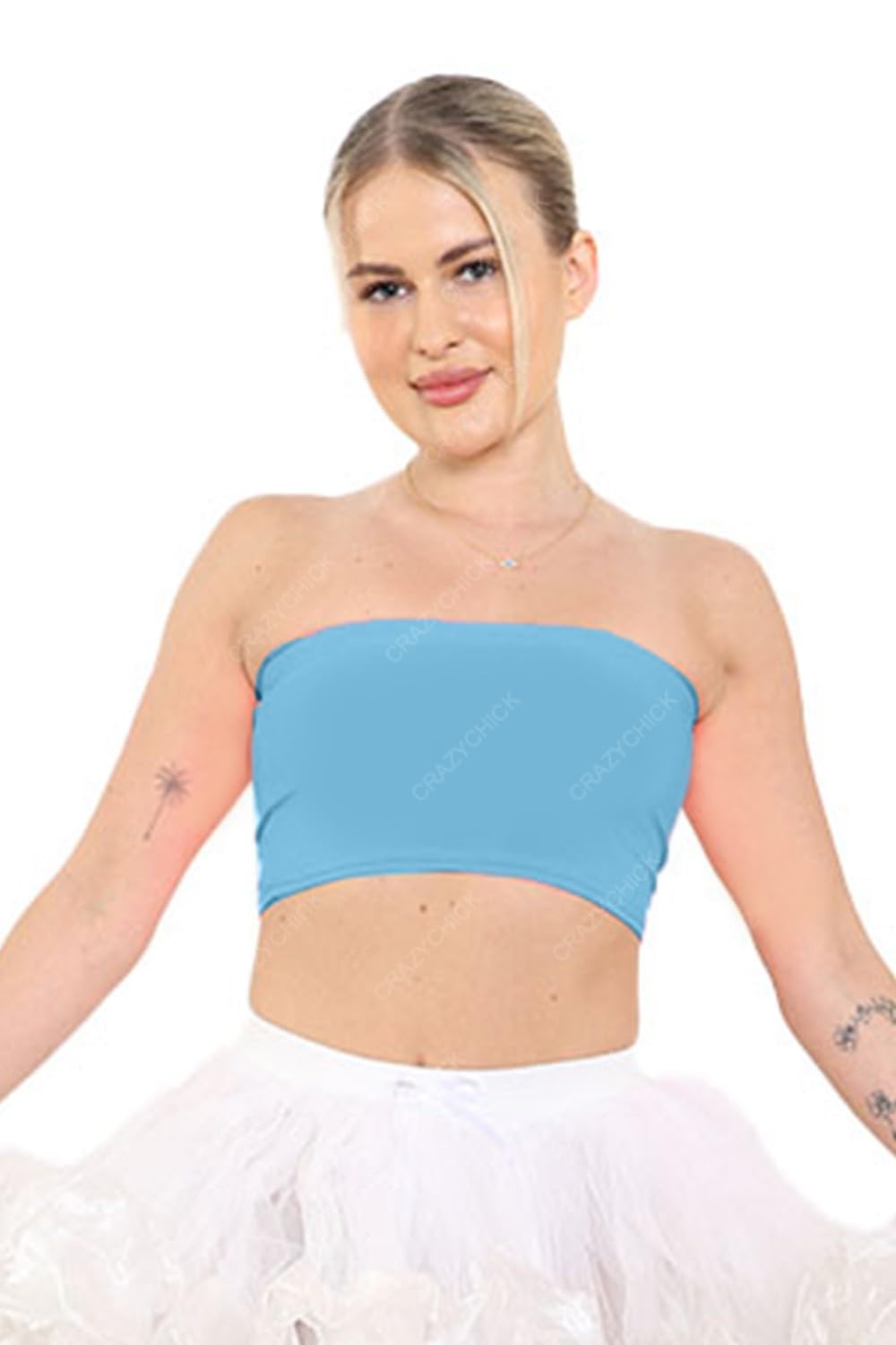 GOSTYLES® Womens Plain Strapless Bandeau Boob Tube Crop Top, Ladies Stretch Vest Bra Summer Casual Clubwear Festival Top (, 10) Turquoise