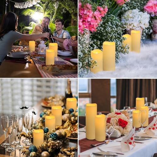 Image of Enpornk Set of 96 Flameless Led Battery Opeated (D2.2'' x H4''5''6'') Waterproof Indoor Outdoor Candles with 10-Key Remotes and Cycling 24 Hours Timer