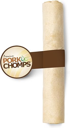 Miniatura 1 de Pork Chomps Masticable para perros de piel de cerdo al horno, rollo de 8 pulgadas, 1 unidad
