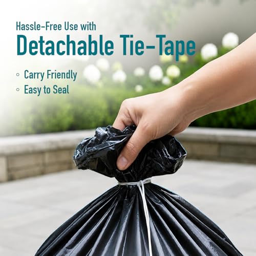Image of Amazon Brand - Presto! Premium Perfume Garbage Bags on Roll with Tie String | Small | 17x20 Inch | 120 Count | 30 X 4 Packs | Black