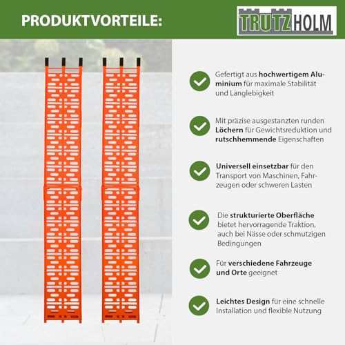 TRUTZHOLM 2 x Auffahrrampe klappbar 228 cm Traglast 680 kg Alu orange gelocht Motorradrampen Verladerampen