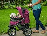 Pet Gear NO-Zip Double Pet Stroller, Zipperless Entry, for Single or Multiple Dogs/Cats, Plush Pad + Weather Cover Included, Large Gel-Filled Tires, 1 Model 3 Colors