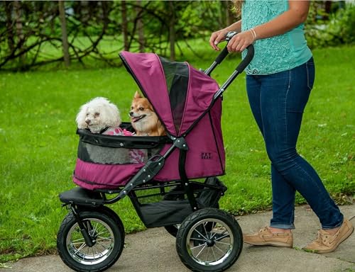 Pet Gear NO-Zip Double Pet Stroller, Zipperless Entry, for Single or Multiple Dogs/Cats, Plush Pad + Weather Cover Included, Large Gel-Filled Tires, 1 Model 3 Colors