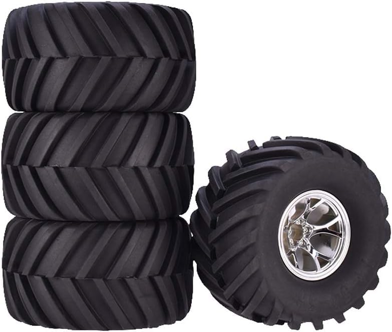 KINGCOO 4PCS RC Truck Tires 135MM Rubber Tyres and Plastic Wheel Rims Accessories for Monster Truck 1/10 RC car for HSP HPI Tamiya Kyosho Truggy (Y-Silver) - Image 3