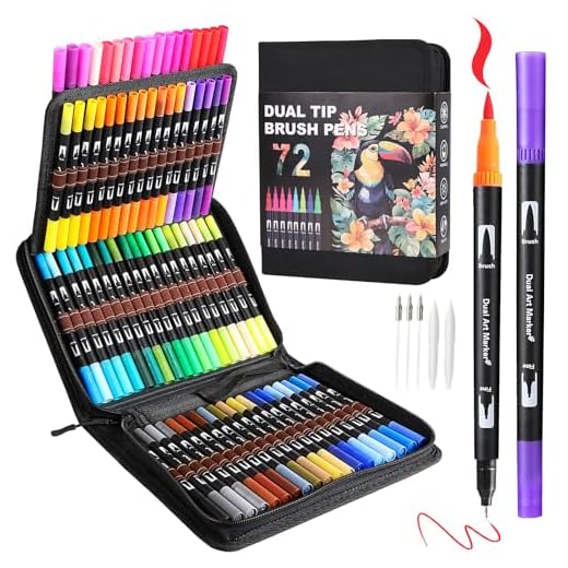 TOSHARE 72-Color Double-Tip Brush Marker Set