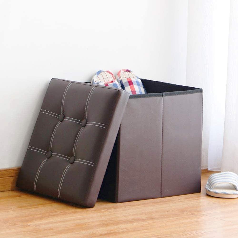 Poggiapiedi pouf contenitore sgabello elegante Onex pelle 44x44x45cm nero