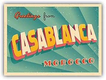 KW Vinyl Casablanca Morocco Retro Greetings Label Truck Car Window Bumper Sticker Decal 5"