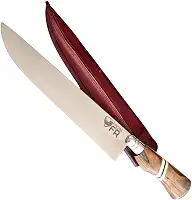 Faca para Churrasco Artesanal 10" - Aço Inox 420 - Cabo de Madeira e Osso - Bainha de Couro - Corte Preciso e Durável | FACAS FR