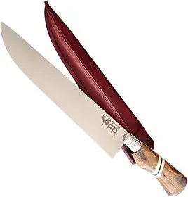 Faca para Churrasco Artesanal 10" - Aço Inox 420 - Cabo de Madeira e Osso - Bainha de Couro - Corte Preciso e Durável | FACAS FR