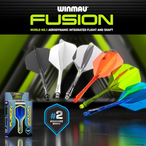Image of Winmau Fusion No.2 Integrated Flight & Shaft System - Lightweight Replacement Set for Steel & Soft Tip Darts - 90-Degree Wing Design Sizes