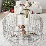 ZephyPaws Dog Playpen, Foldable Metal Exercise Pen Puppy Playpen with 8 Panels 24 inch Indoor Outdoor Dog Fence Pen with Door for Small Medium Animals
